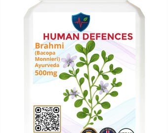 Bacopa (Brahmi) 500mg 60 Capsules / Human Defences ™ Manufactured in the UK by Spitfire Ltd