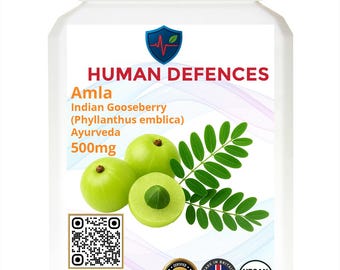 Indian Gooseberry (Amla) 500mg 60 Capsules / Human Defences ™ Manufactured in the UK by Spitfire Ltd