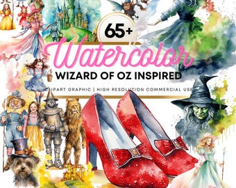 Wizard of Oz Watercolor Clipart Bundle | Yellow Brick Road PNGs for POD, Sublimation, Dorothy T-Shirts & Fairy Tale Crafts | Digital Set
