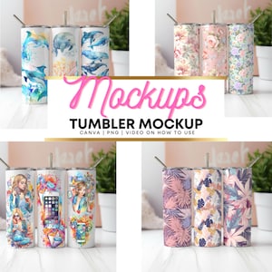 20oz Skinny Tumbler Mockup Bundle | Sublimation & POD | Canva Template (Digital Download)