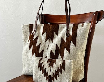 Handmade wool bag • large with strap • made in Oaxaca