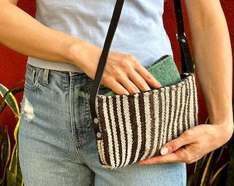 Handmade wool bag • small with strap • made in Oaxaca