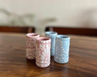 Set of 4 • Ceramic Shot Glasses • handmade in Mexico