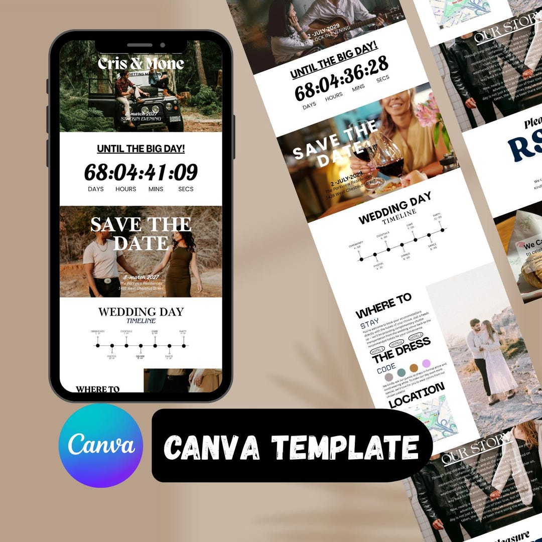 Wedding Website Template Canva Editable Instant Access Modern
