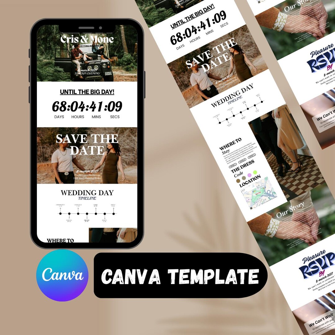 Wedding Website Template – Canva Editable – Instant Access – Modern ...