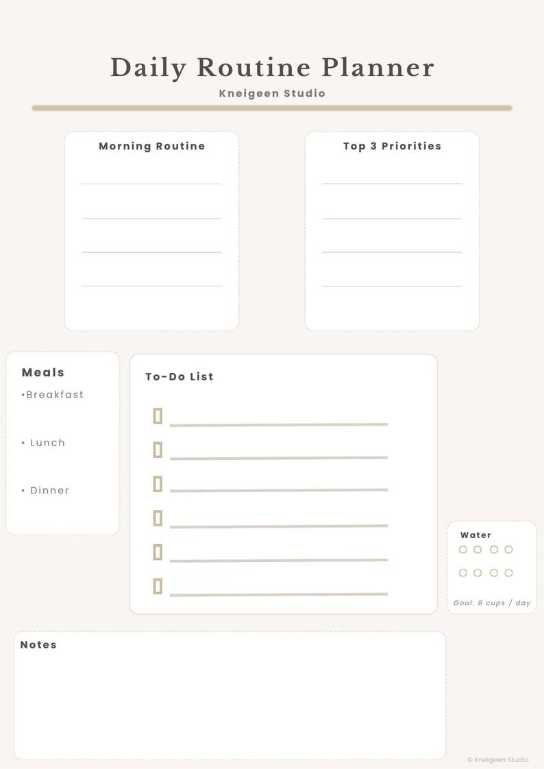 Printable Routine Planner Template | Minimal Daily Schedule Organizer ...