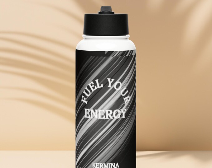 Personalized Stainless steel water bottle with a straw lid