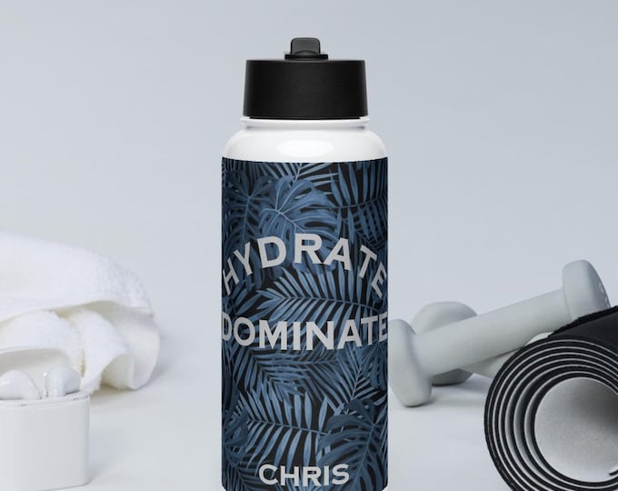 Personalized Stainless steel water bottle with a straw lid