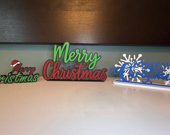 3D Printed “Merry Christmas” Holiday Decor – Multiple Styles Available! Christmas Signs