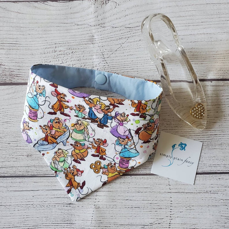 Dog Bandana Disney Dog Cinderella Mice Pet Bandana Reversible Snap Close or Over the Collar