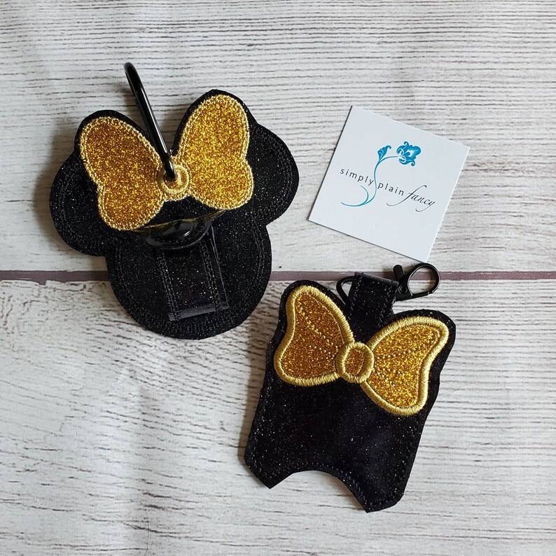 Mouse Ear Holder Gift SetEar Holder and Hand Sanitizer Holder SetGreat Gift for Disney LoverRose GoldBelle BronzeClassic Black and Red