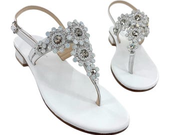 Weddy white handmade jewel sandals