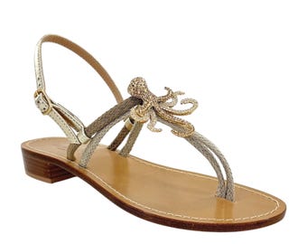 handgefertigte Oktopus-Sandalen mit Seil