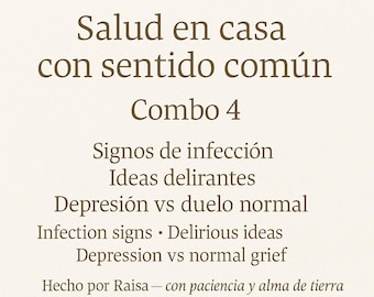 Combo 4 – Salud mental y física en mayores | Infection, Confusion, Depression PDF. Bilingual First Aid Sheets