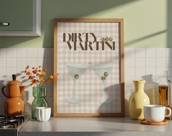 Martini Print Cocktail Poster | Dirty Martini Wall Art | Digital Download