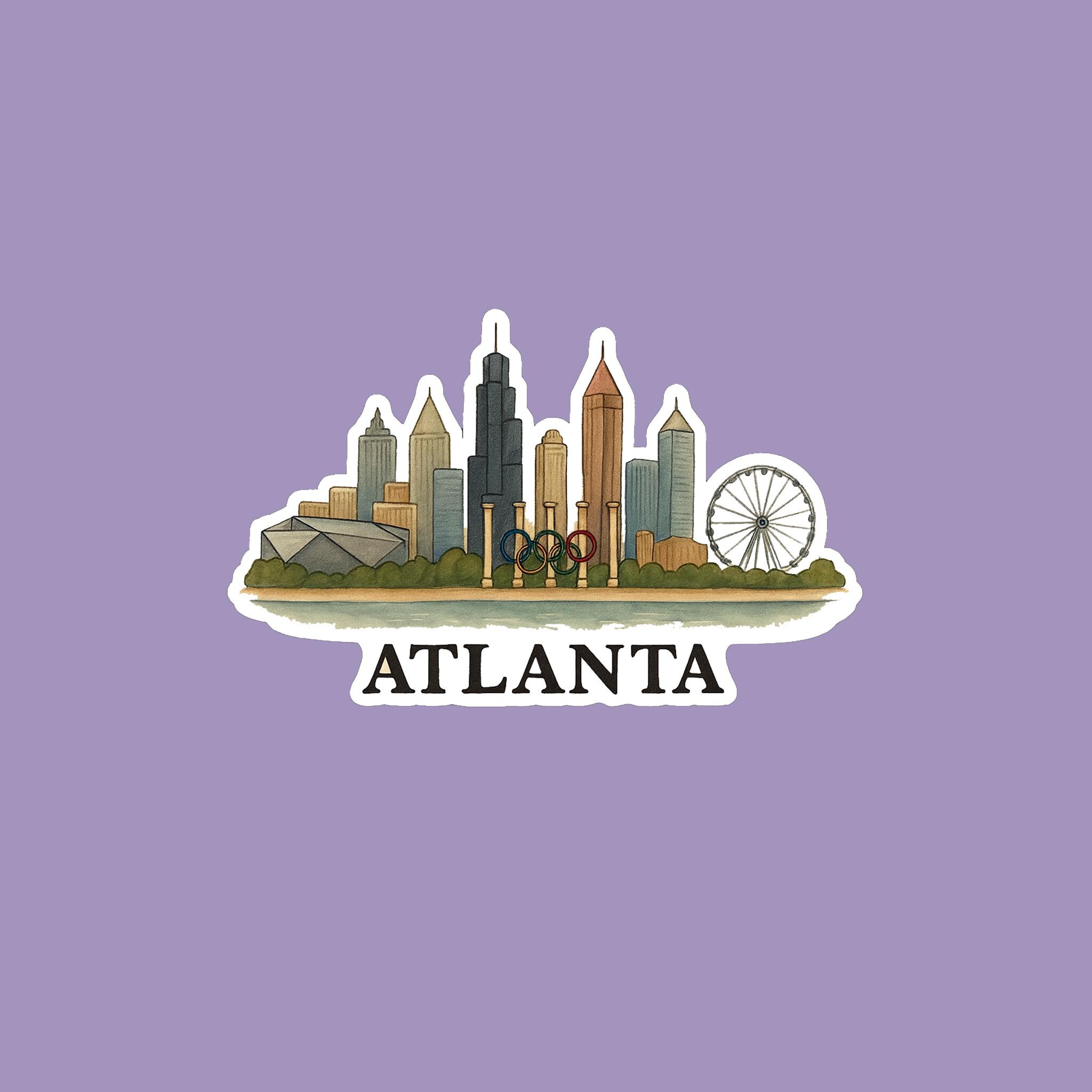Atlanta Georgia Skyline Sticker - Waterproof | Atlanta GA | ATL - Etsy