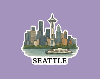 Seattle Washington Skyline Sticker - Waterproof