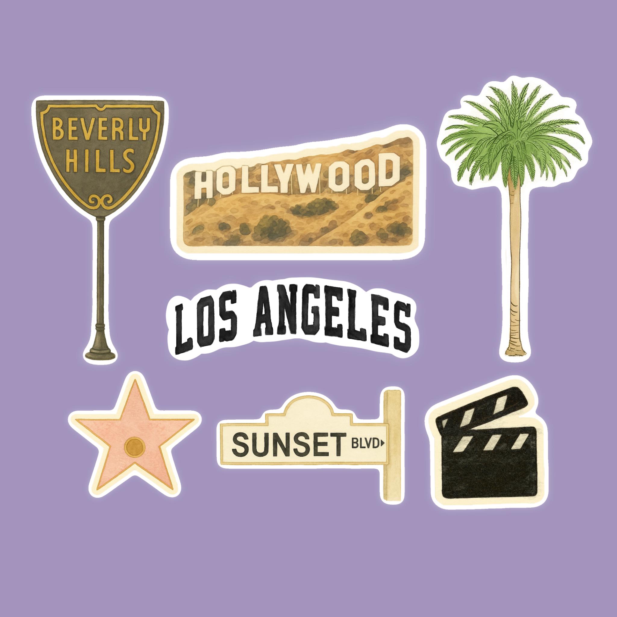 Los Angeles Sticker Bundle | LA Stickers | Hollywood Vinyl Stickers ...
