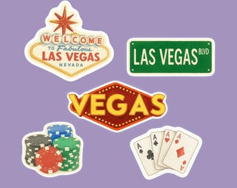 Las Vegas Sticker Bundle | Vegas Stickers | Casino Vinyl Stickers | Waterproof Laptop Stickers | Travel Decals