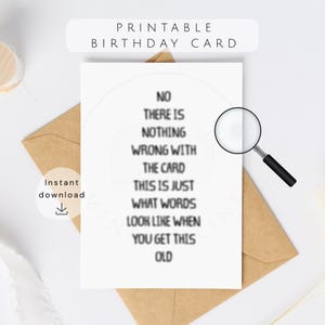 Carte d'anniversaire humoristique avec texte flou | Carte d'anniversaire à imprimer pour un(e) ami(e) | Carte pour fêter un anniversaire important | Carte sarcastique pour lui ou elle | Téléchargement instantané image 1