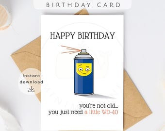 Funny WD-40 Birthday Card Printable | Birthday Card for Him | Printable Funny Card for Dad, Husband or Friend | instant Download