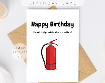 Funny Birthday Car Printable | Fire Extinguisher Birthday Card | Funny Card for Adults, Coworkers or Friends | Instant Download