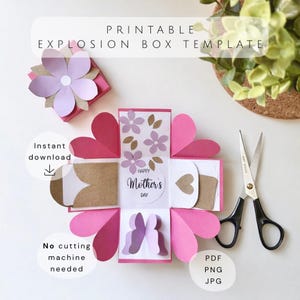 DIY Mother's Day Explosion Box Template | Personalized Mom Gift Box | Easy Hand-Cut Craft | Digital Download | Pdf Png Jpg Gift Box Template