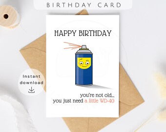 Funny WD-40 Birthday Card Printable | Birthday Card for Him | Printable Funny Card for Dad, Husband or Friend | instant Download
