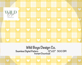 Pastel Yellow Gingham Seamless Pattern | Spring Gingham Background | Cottagecore Digital Paper | Fabric Sublimation PNG