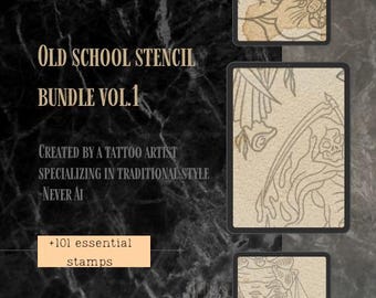 Old School Tattoo stencil Bundle +101- essential Flash Mofits