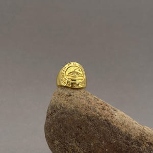 Chevalière oeil d'Horus en plaqué or 24 carats, amulette de l'Égypte ancienne