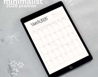 Minimalist 2026 Digital Planner | Simple, easy weekly planner/notebook for beginners