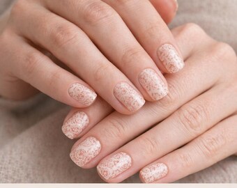 Blush Floral Nail Wraps | Nude Pink Rose Nail Stickers | Luxury Salon Quality Nails | Easy Apply No UV | Wedding & Everyday Nails