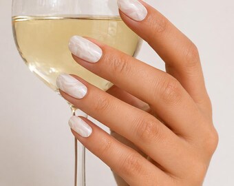 White Marble Nail Wraps – Salon Quality, Easy Apply, No UV (20 Strips)