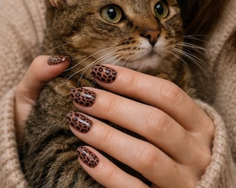 Leoparden Muster Nail Wraps - glänzendes Tier Design (16 Stück)