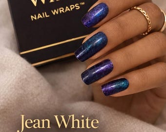 Galaxy Glitter Nail Wraps – Cosmic Sparkle Midnight Gel (No UV Lamp)