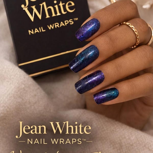 Pegatinas para uñas con purpurina galáctica – Gel de brillo cósmico medianoche (sin lámpara UV)