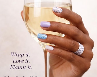 Lavender Blue Leopard Nail Wraps | Jean White Salon Quality Nail Stickers