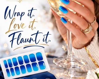 Blue Ombre Nail Wraps | Gradient Salon Style Nails | No UV | Long Lasting