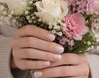 Blush Lace Nail Wraps a soft nude pink design with delicate floral detailing for a timeless, elegant finish.