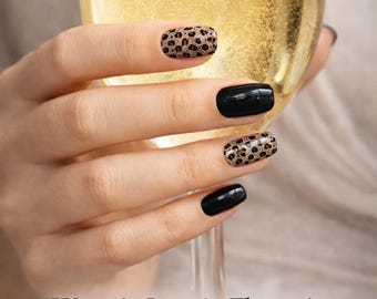 Schwarz & Leopard Nagelsticker