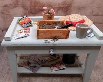 12th scale dollshouse miniature handmade potting table