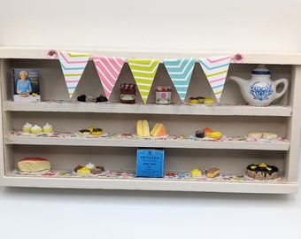 12th scale dollshouse miniature handmade cake/tea shop/café wall shelf display
