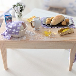 12th scale dollshouse miniature handmade bread making day table