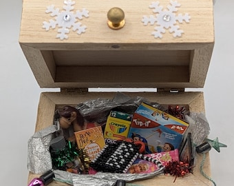 Dolls House Miniature Filled Christmas Toy Box