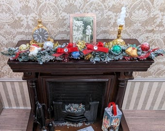 12th scale dollhouse miniature Christmas festive fireplace