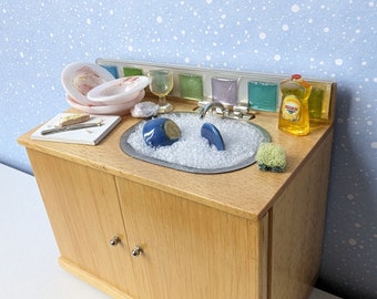 12th scale dollshouse miniature kitchen sink cupboard