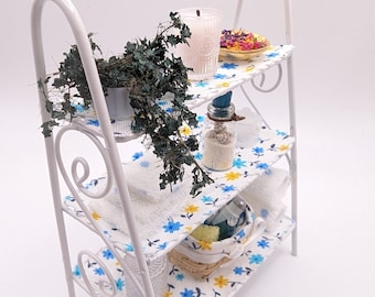 12th scale dollshouse filled bathroom shelf unit