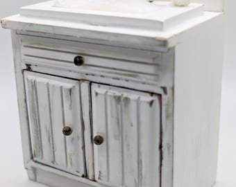 12th scale dollshouse shabby chic miniature kitchen sink cupboard unit