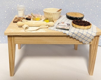 12th scale dollshouse miniature handmade pie making display table